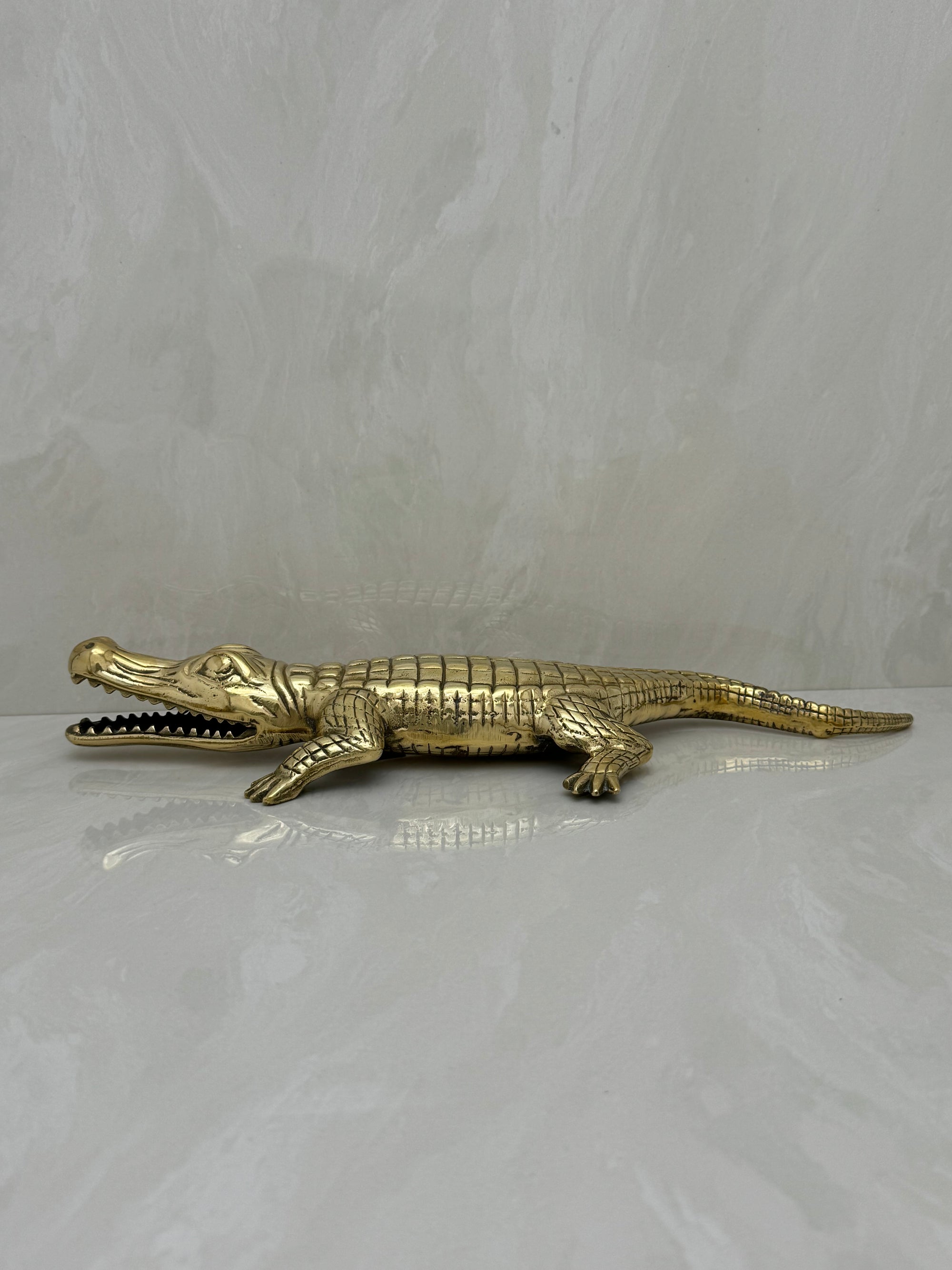 Large Vintage Brass Alligator