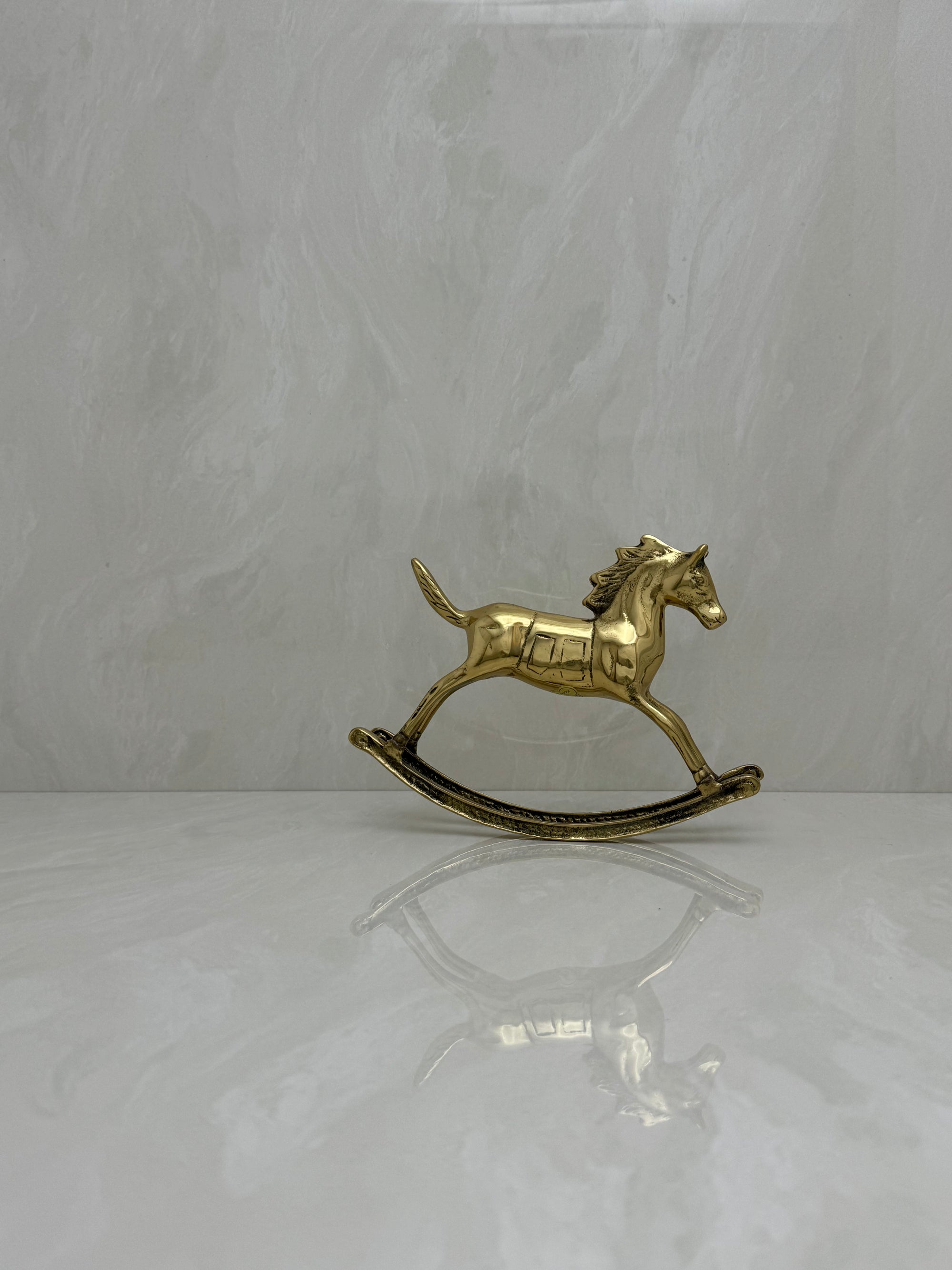 Vintage Brass Rocking Horse Figurine