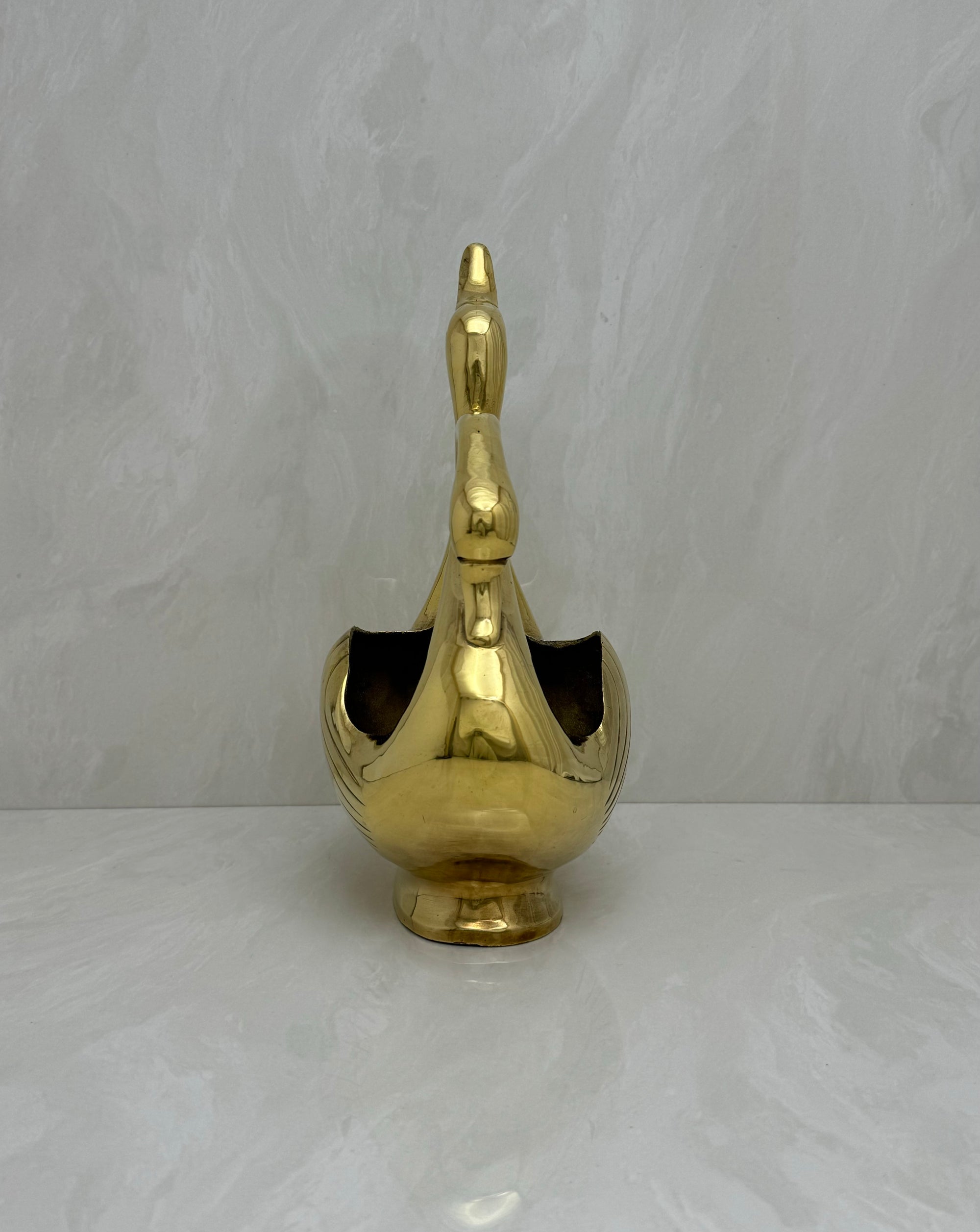 Vintage Brass Swan Planter