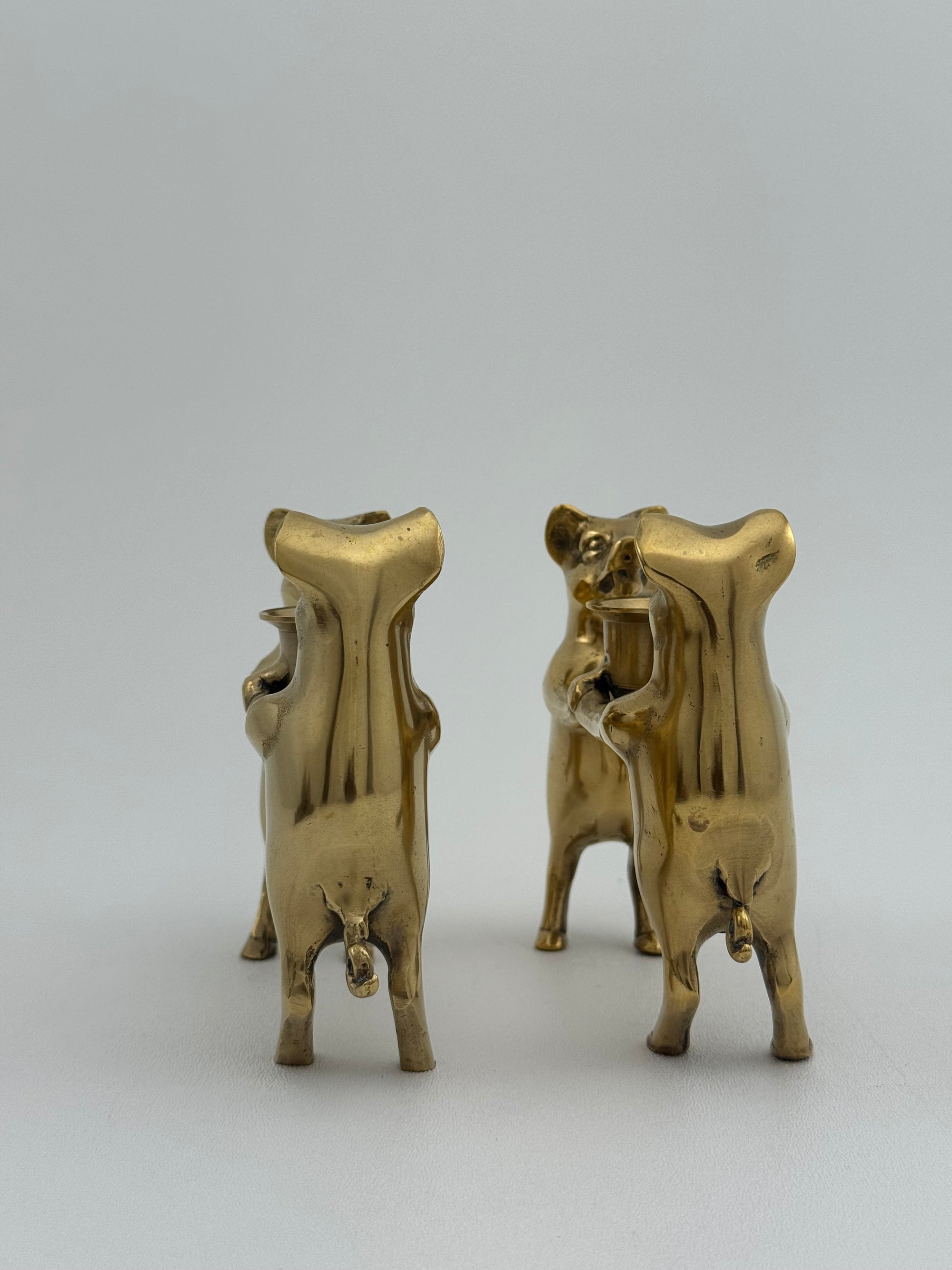 Vintage Brass Pig Candleholders-A Pair