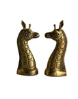 Vintage Brass Giraffe Head Sculptures – Mid-Century Modern Pair