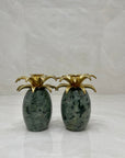 Vintage Brass and Marble Candlestick Holders- A Pair