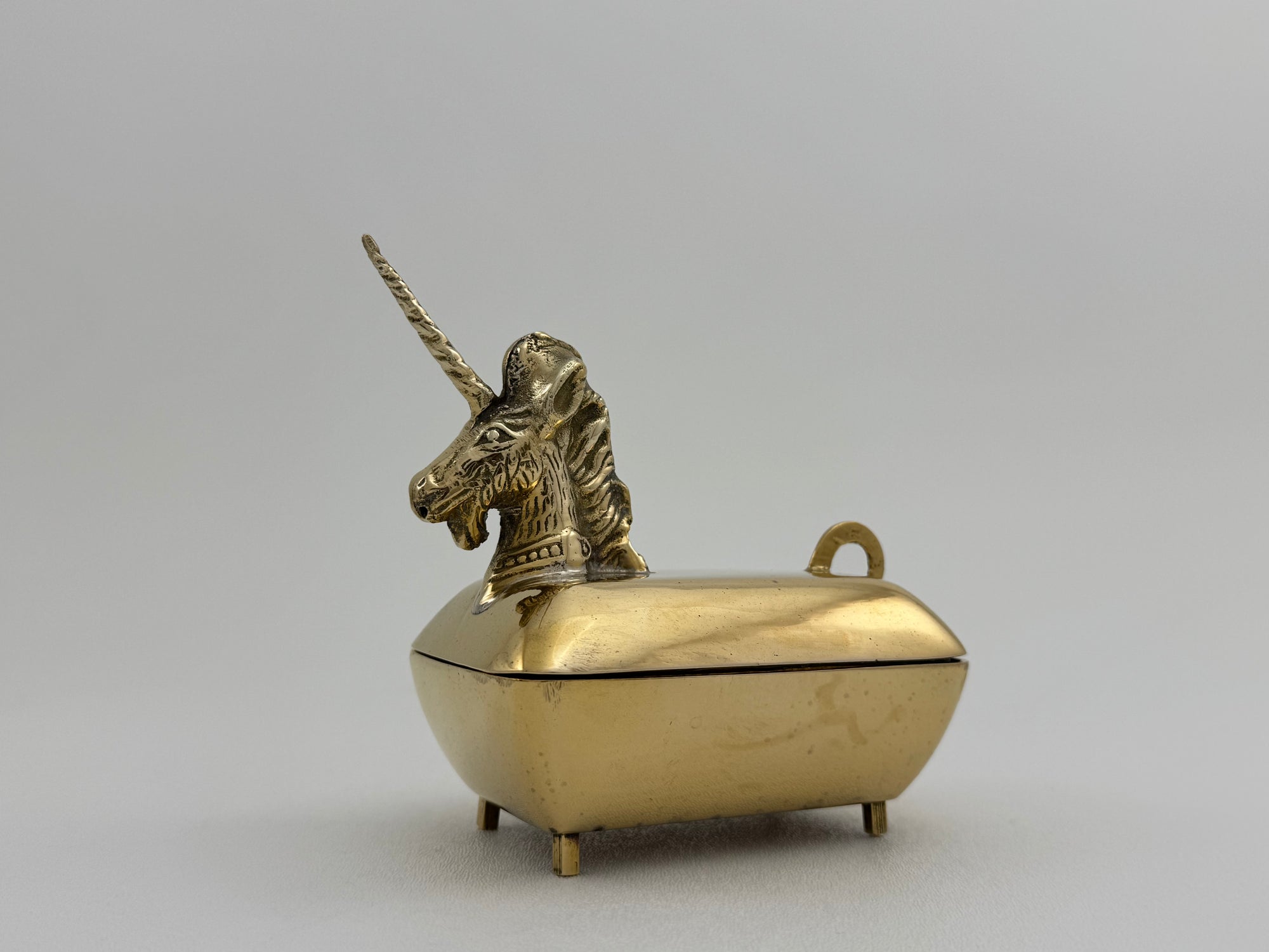 Vintage Brass Unicorn Trinket Box