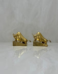 Vintage Brass Charging Bulls-A Pair