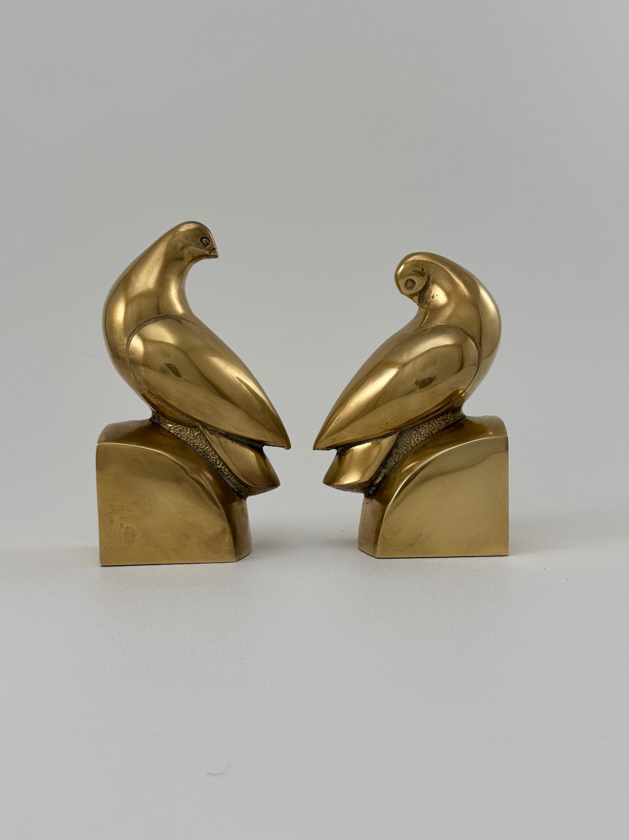 Vintage Brass Bird Bookends – Mid-Century Modern Elegance (6.72 lbs Total)