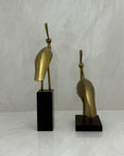 Vintage Brass Peacocks on Marble Bases- A Pair by Rosenthal Netter