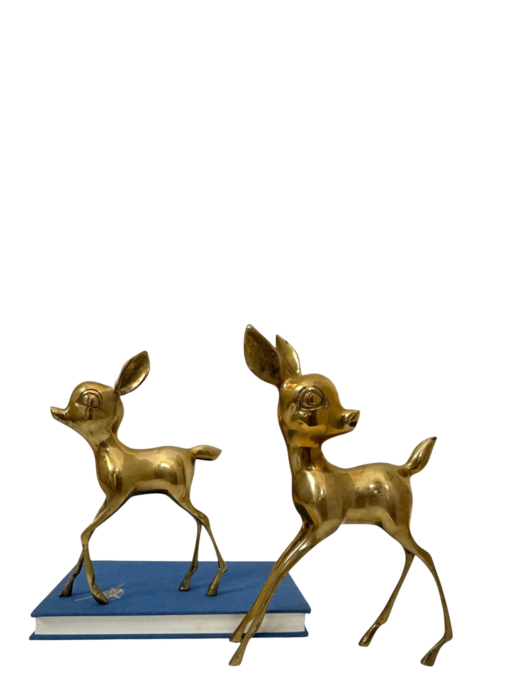Vintage Brass Deer Pair – Mid-Century Modern Fawns | Hollywood Regency Woodland Figurines