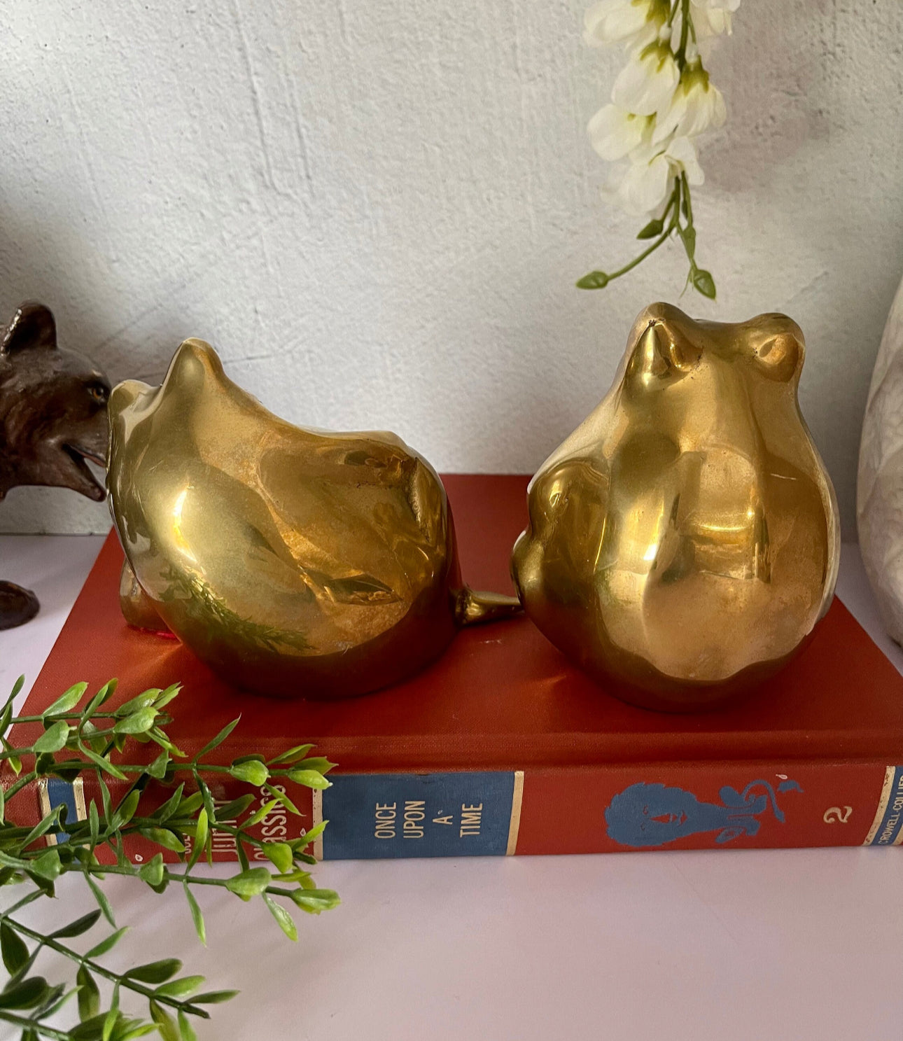 Vintage Brass Big Belly Retro Frogs- A Pair