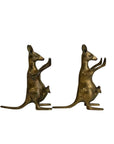Vintage Brass Kangaroo Bookends with Joeys – Mid-Century Modern Set