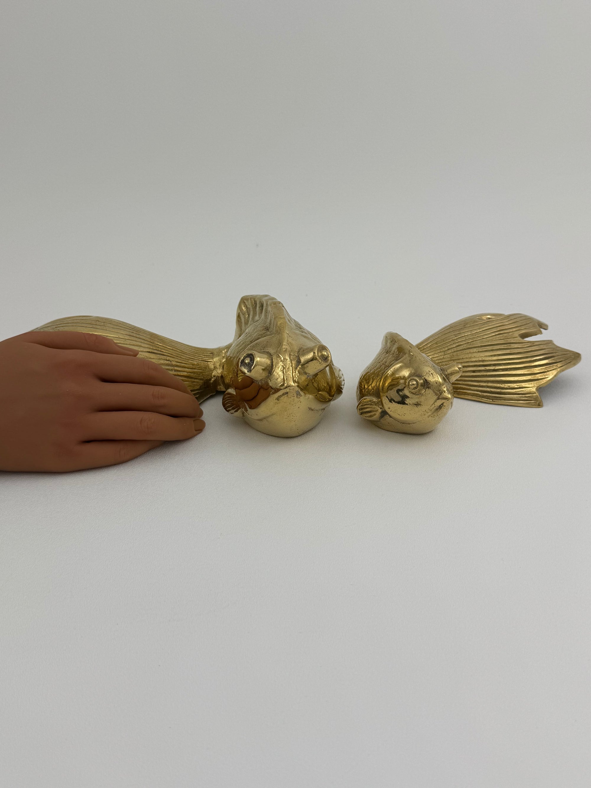 Large Vintage Fancy Tail Large Eyed Brass Fish- A Pair