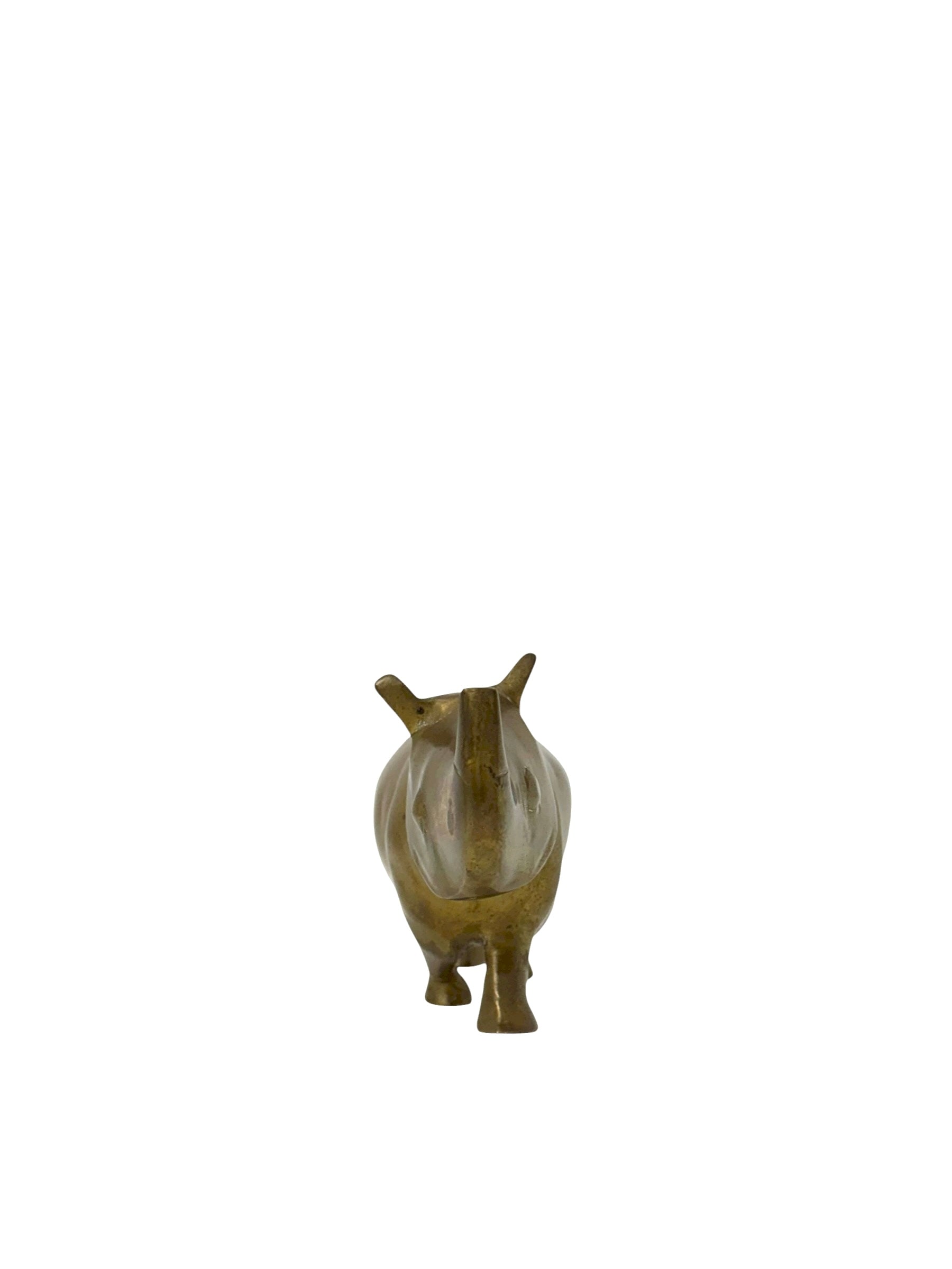 Vintage Brass Rhinoceros – Mid-Century Modern Safari Sculpture | Brass Figurine