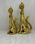 Large Vintage Brass Cats With Bow Tie-A Pair