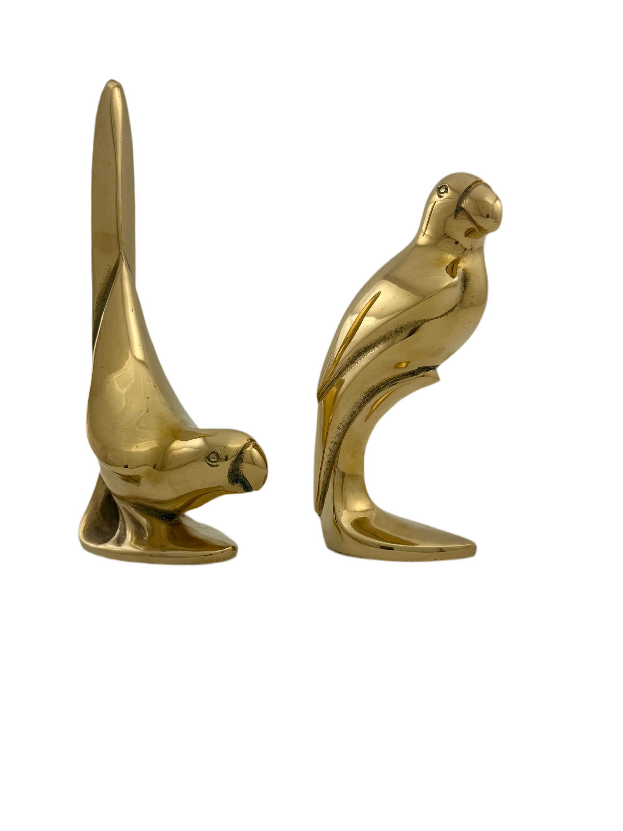 Large Vintage Brass Parrots-A Pair