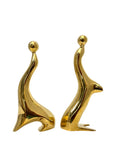 Vintage Brass Sea Lions | Abstract Mid-Century Modern Sculptural Pair