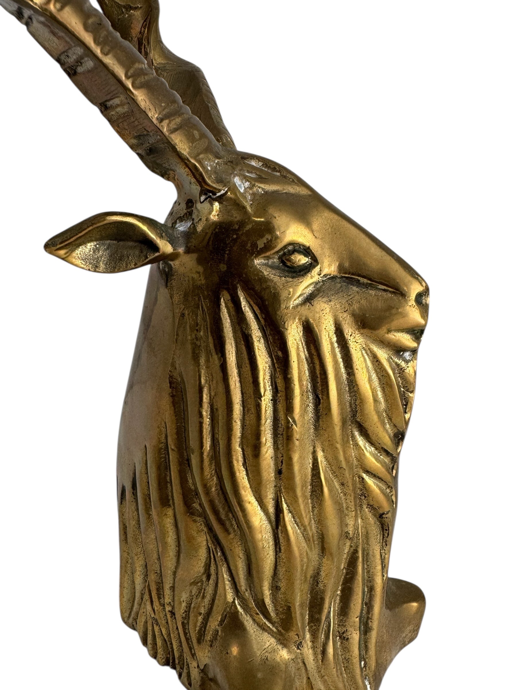 Vintage Brass Antelope with Spiral Horns