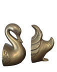 Vintage Brass Swan Bookends- A Pair