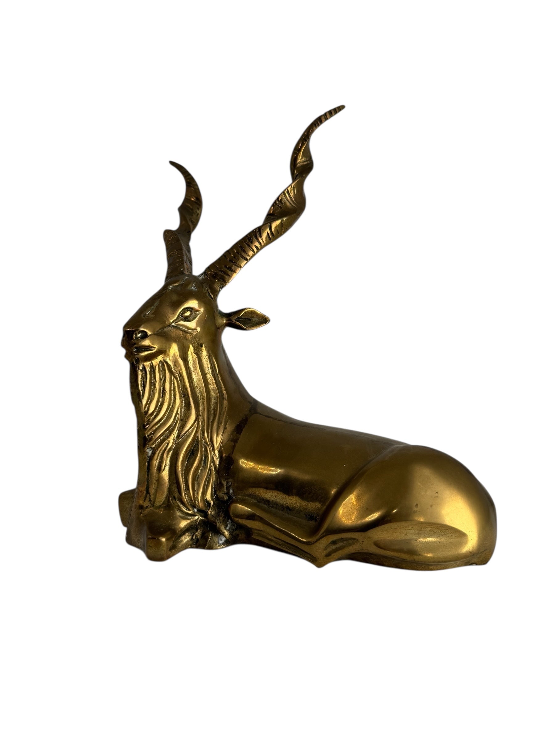 Vintage Brass Antelope with Spiral Horns