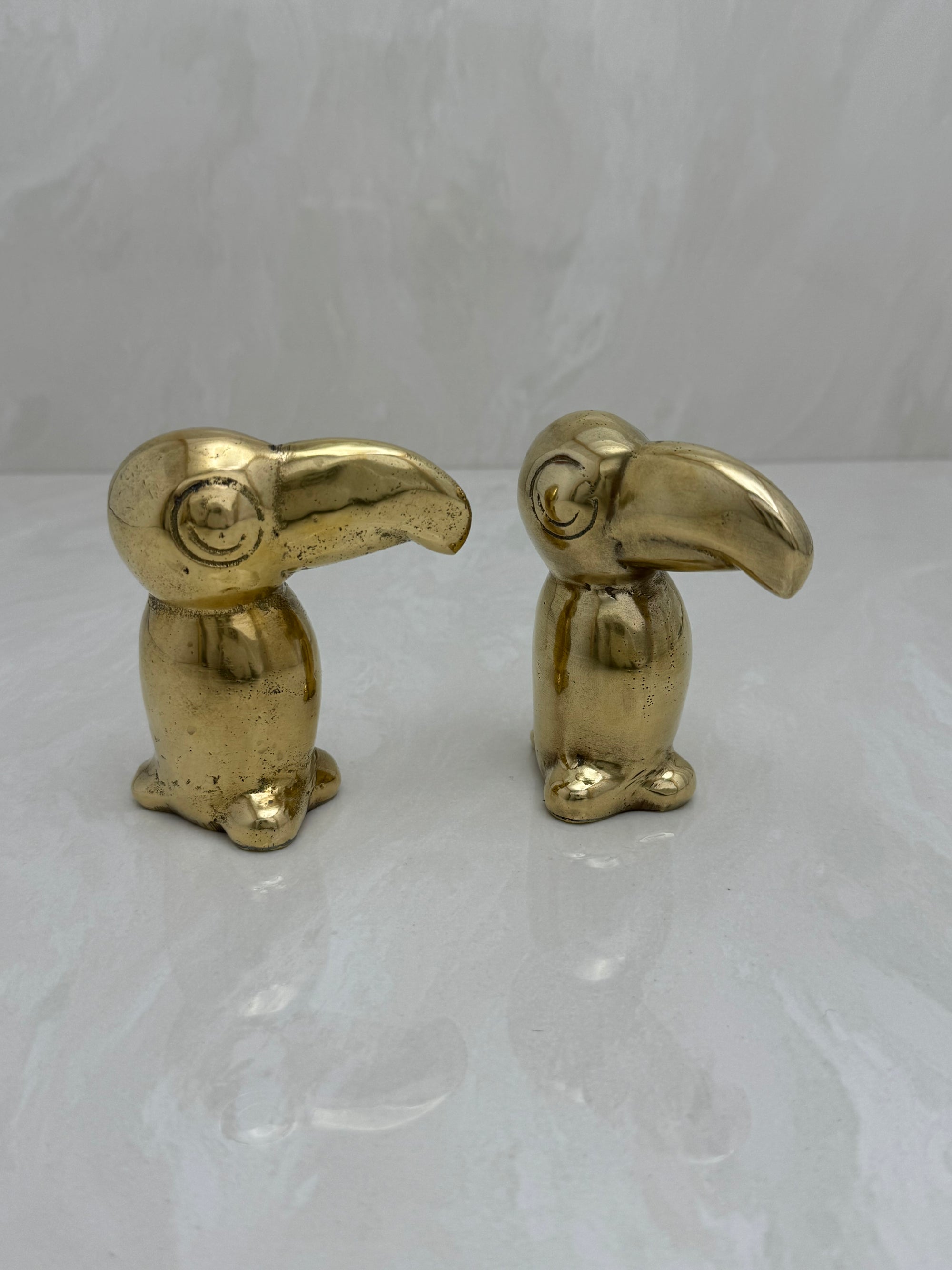 Small Vintage Brass Toucans-A Pair