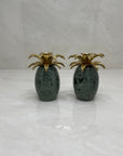 Vintage Brass and Marble Candlestick Holders- A Pair