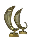 Beautiful Pair of Vintage Mid-Century Brass Peacock Sculpture/Vases-17 Inches
