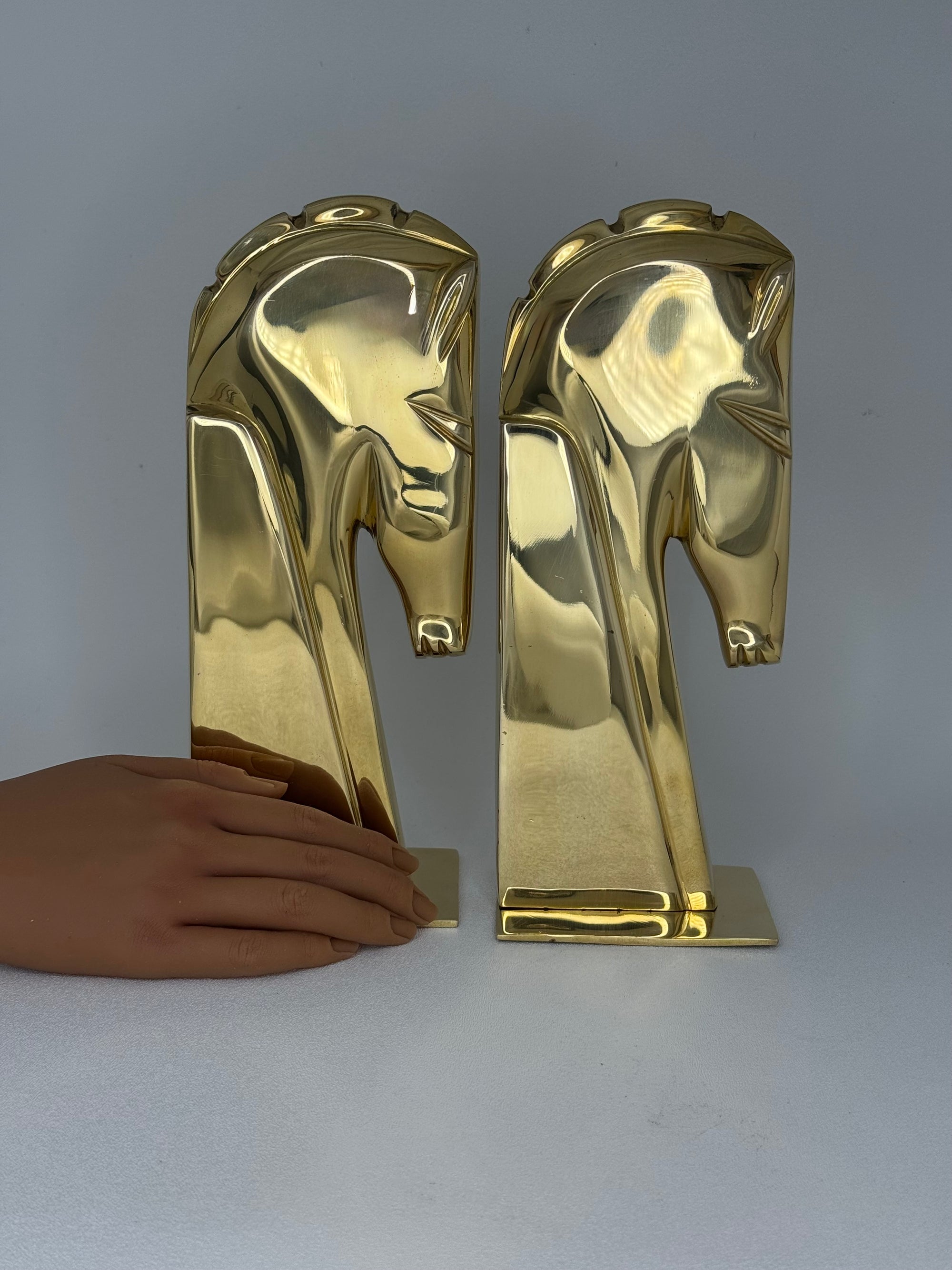 Vintage Brass Horse Head Bookends – Equestrian Mid-Century Set by Kinder Harris