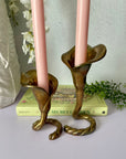 Vintage Brass Tulip Candlestick Holders-A Pair