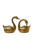 Vintage Brass Swan Pair – Mid-Century Brass Sculptures, Made in Korea