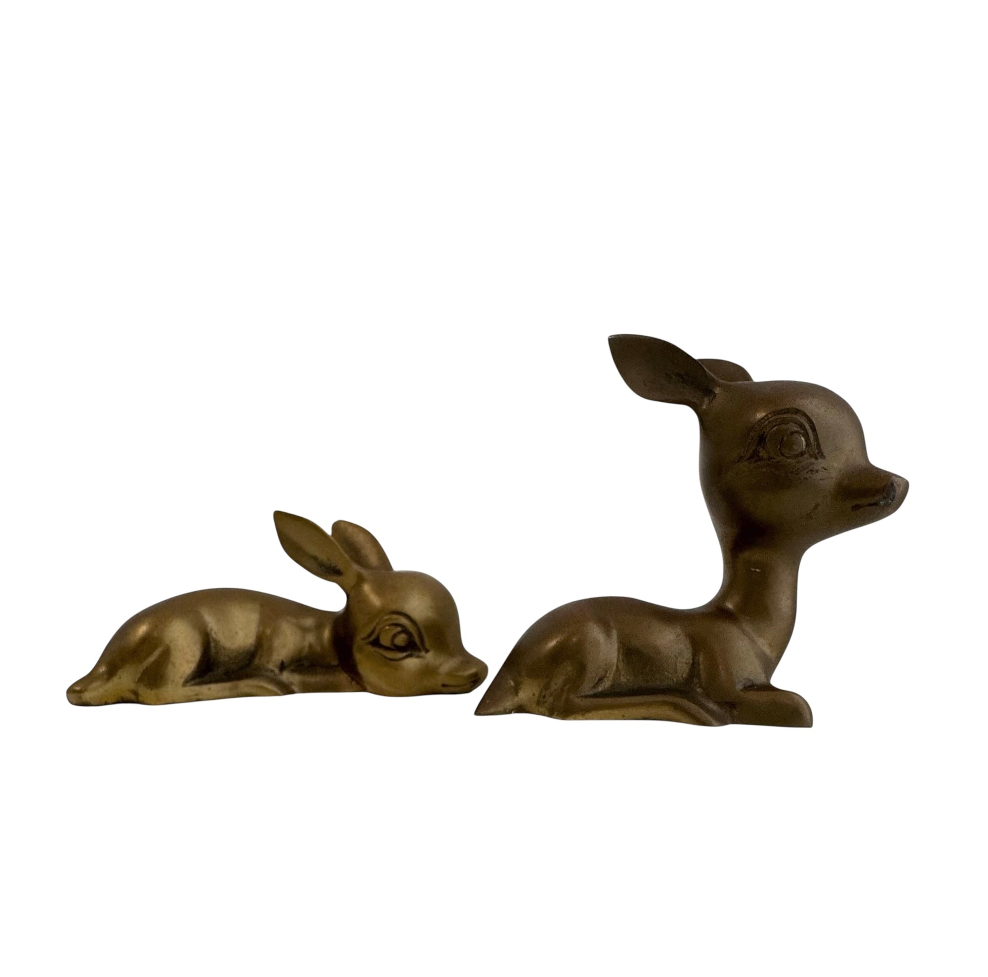 Vintage Brass Resting Deer Pair