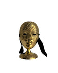 Vintage Brass Mask Sculpture on Stand