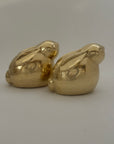 Rare Vintage Brass Chubby Bunny Rabbits-A Pair