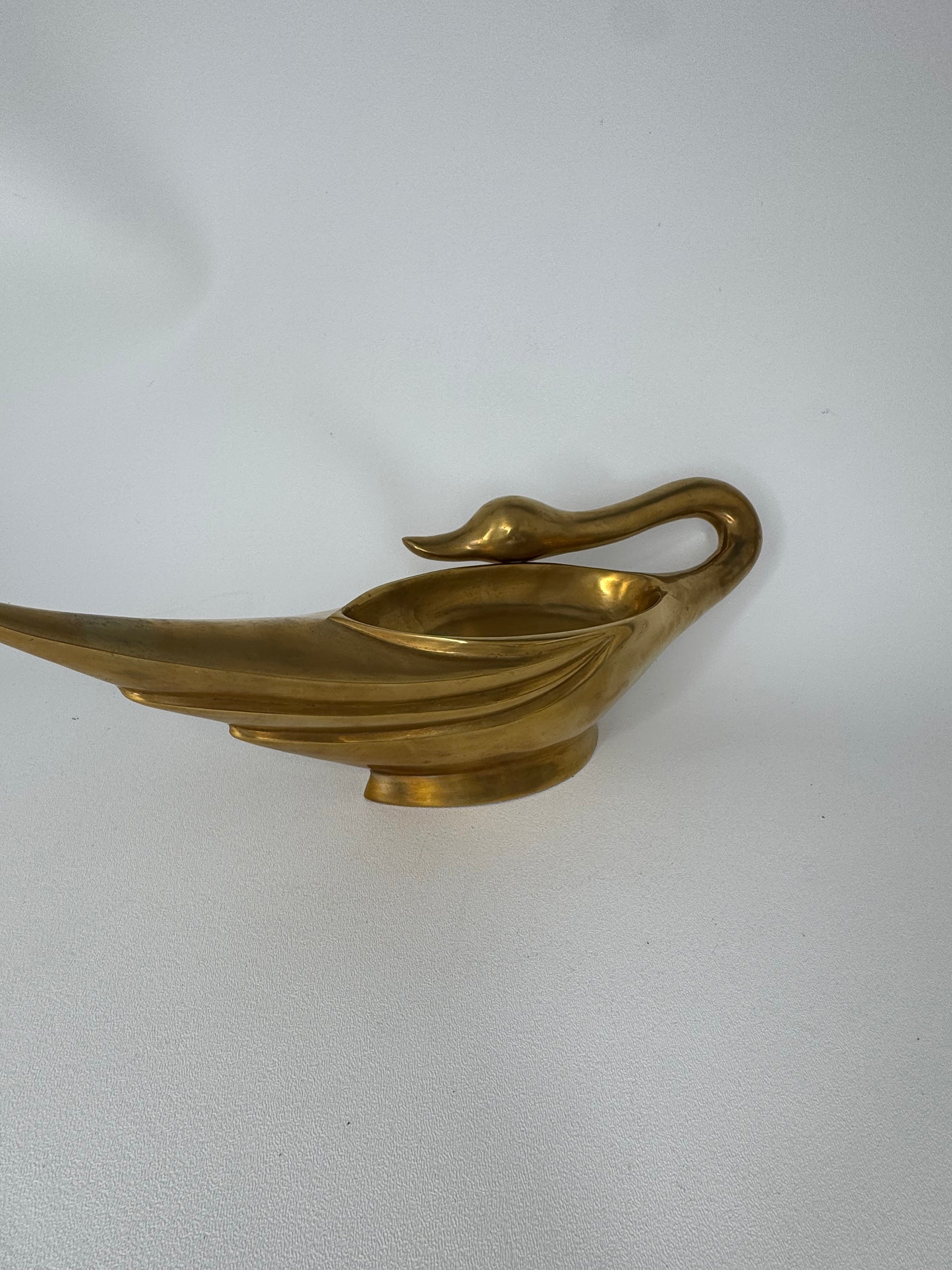 Vintage Brass Swan Trinket Dish- XL