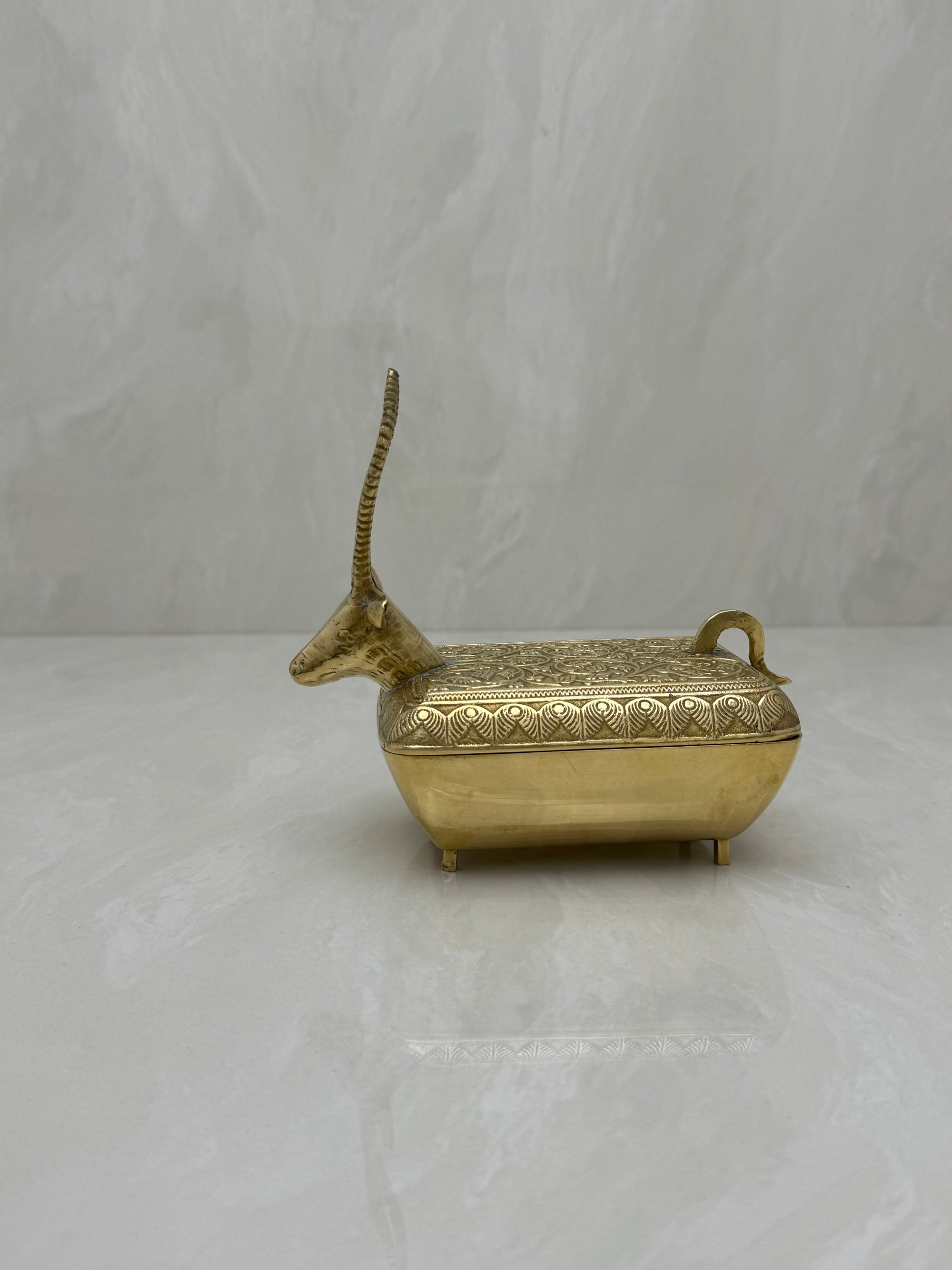Vintage Brass Antelope Trinket Box