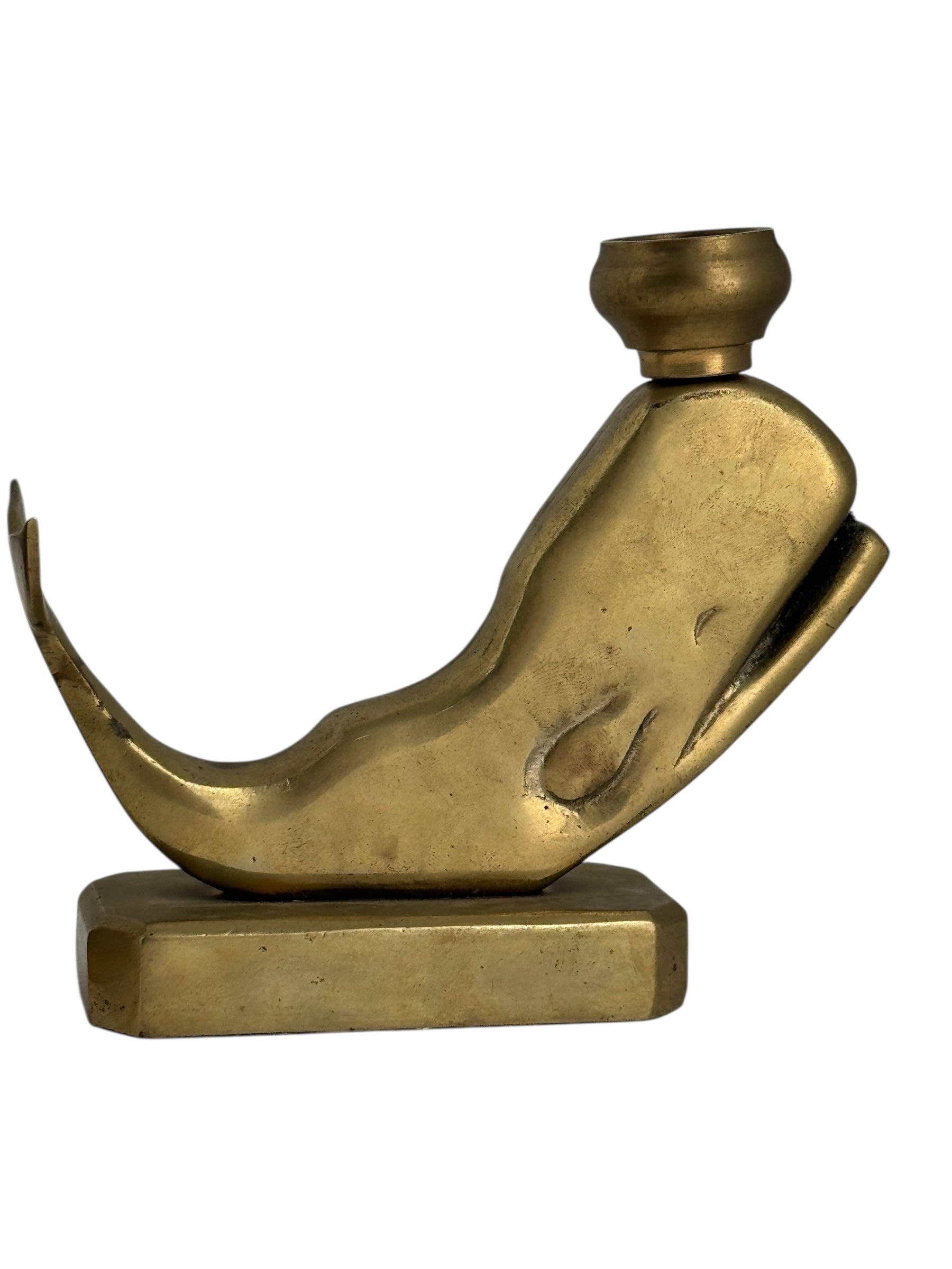Vintage Brass Whale Candle Holders – Set of 2