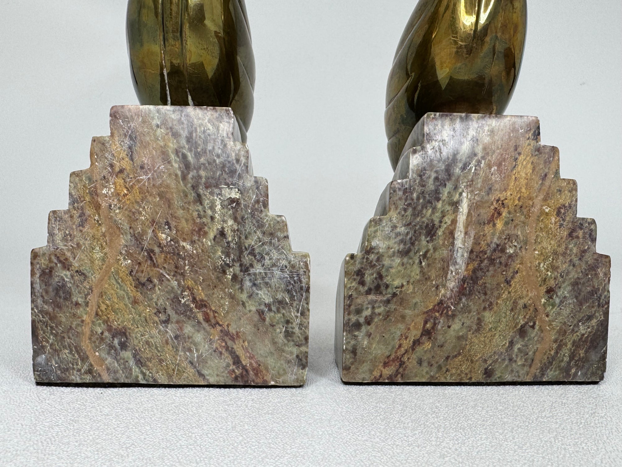Nora Fenton Cardinal Brass and Marble Bookends