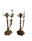 Pair of Vintage Rococo Brass Candleholders – Ornate Floral & Vine Taper Holders-Made in Spain