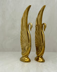 Tall Vintage Brass Swans-A Pair by Dolbi Cashier