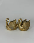 Pair of Vintage Brass Swan Candlestick Holders- Mid-Century Taper Candle Holders