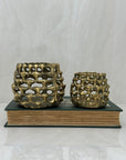 Vintage Brass Brutalist Style Candleholders-A Pair