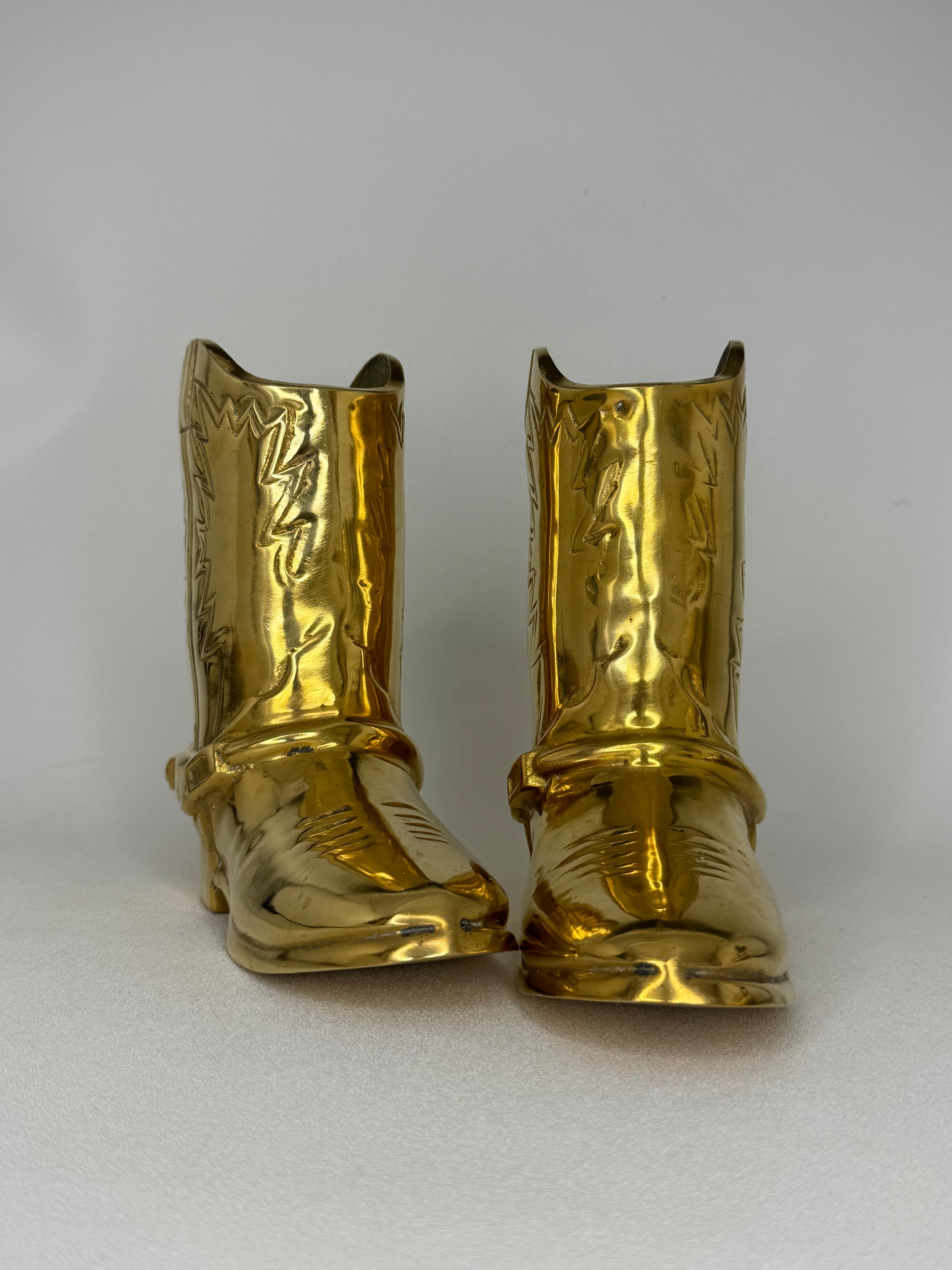 Vintage Brass Cowboy Boots