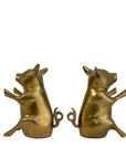 Vintage Brass Sitting Pig Pair – Made in Malaysia