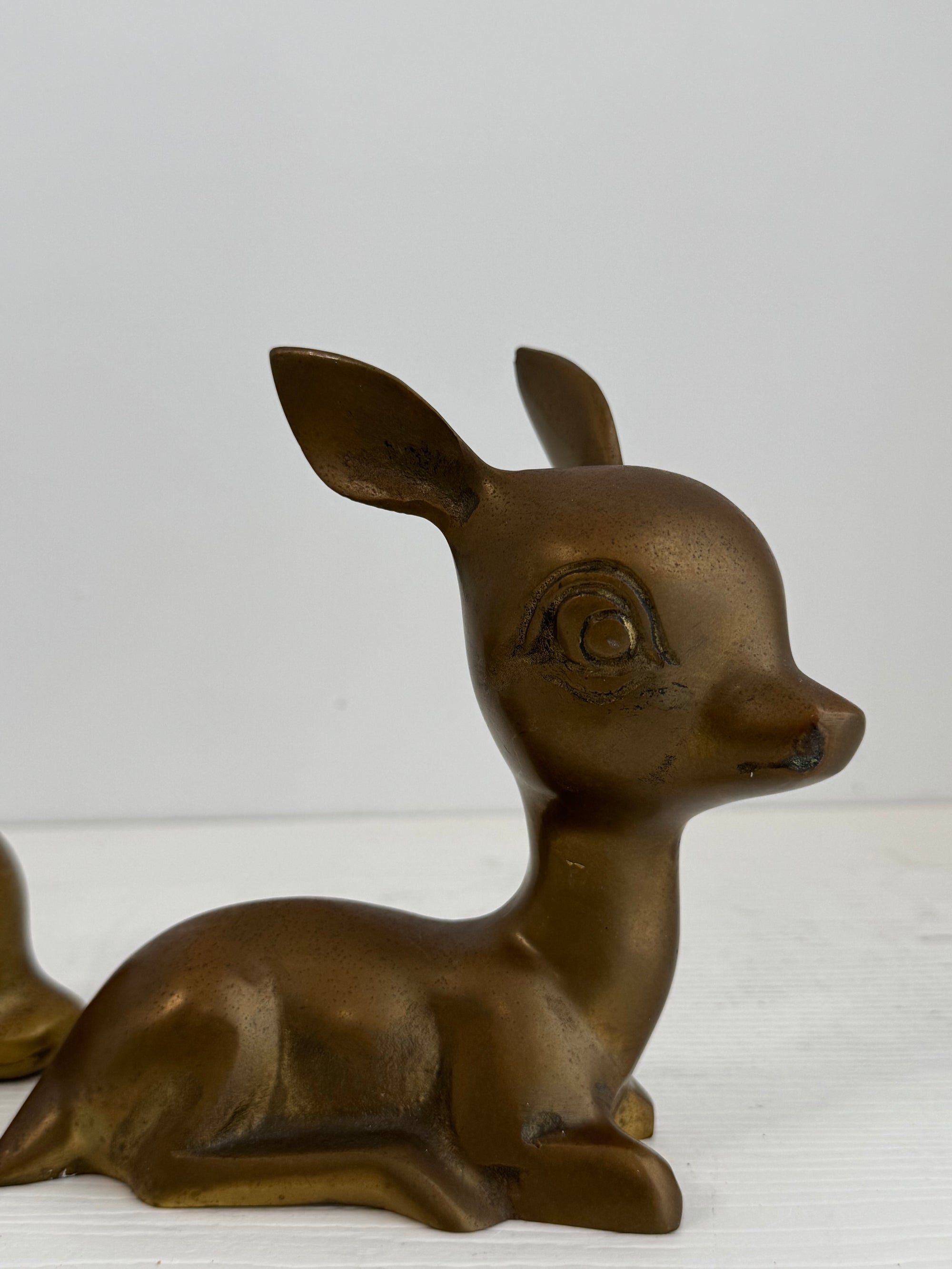 Vintage Brass Resting Deer Pair