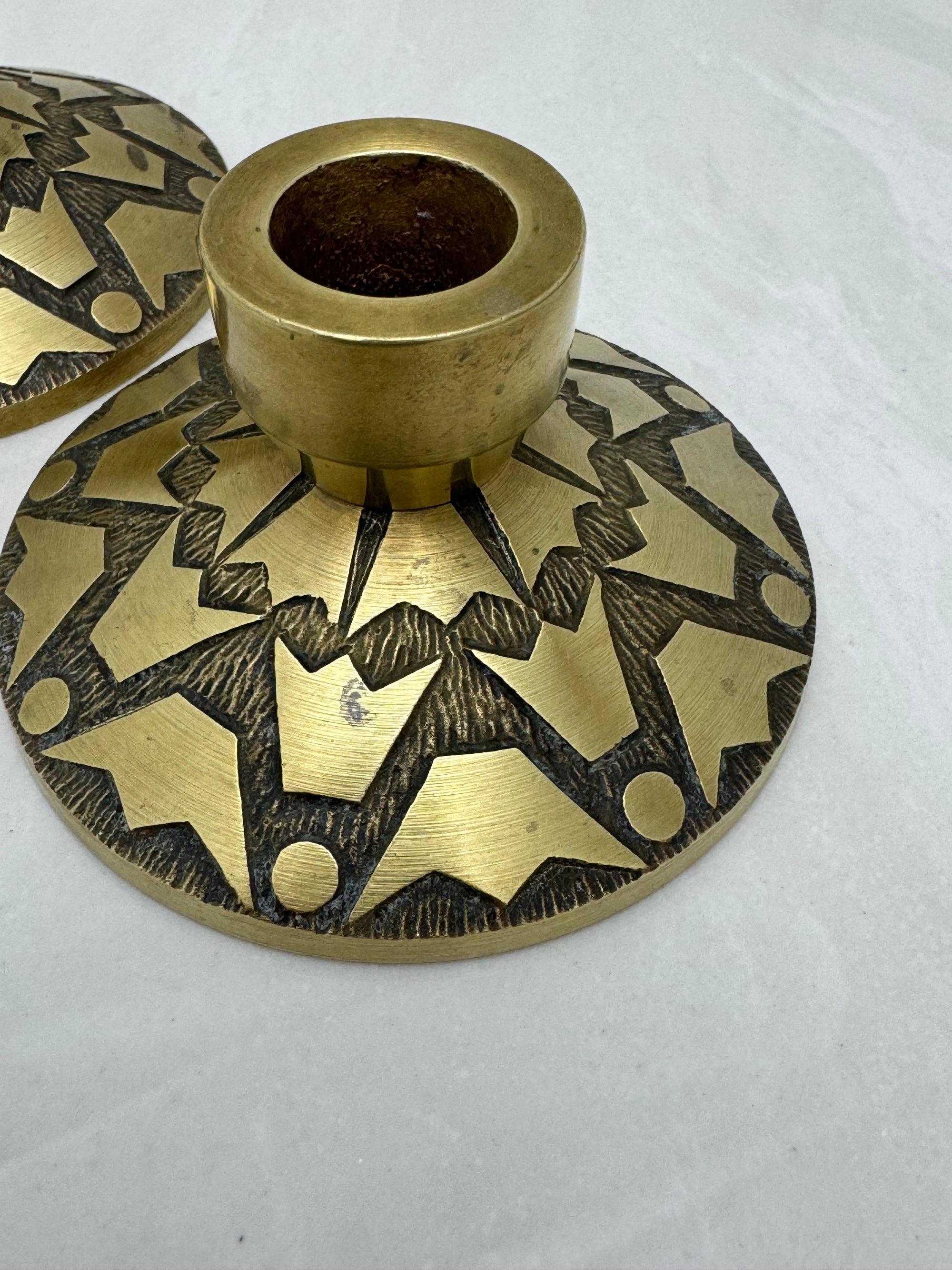 Vintage Brass Candlestick Holders with Crown Motifs - Inspired by Nordisk Malm