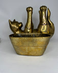 Rare Large Vintage Brass Cat Planter –Statement Cat Holding Bowl Centerpiece