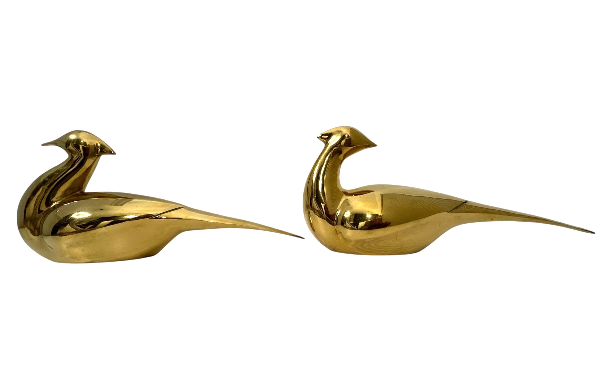 Vintage Brass Oversized Pheasant Pair – Mid-Century Figurines