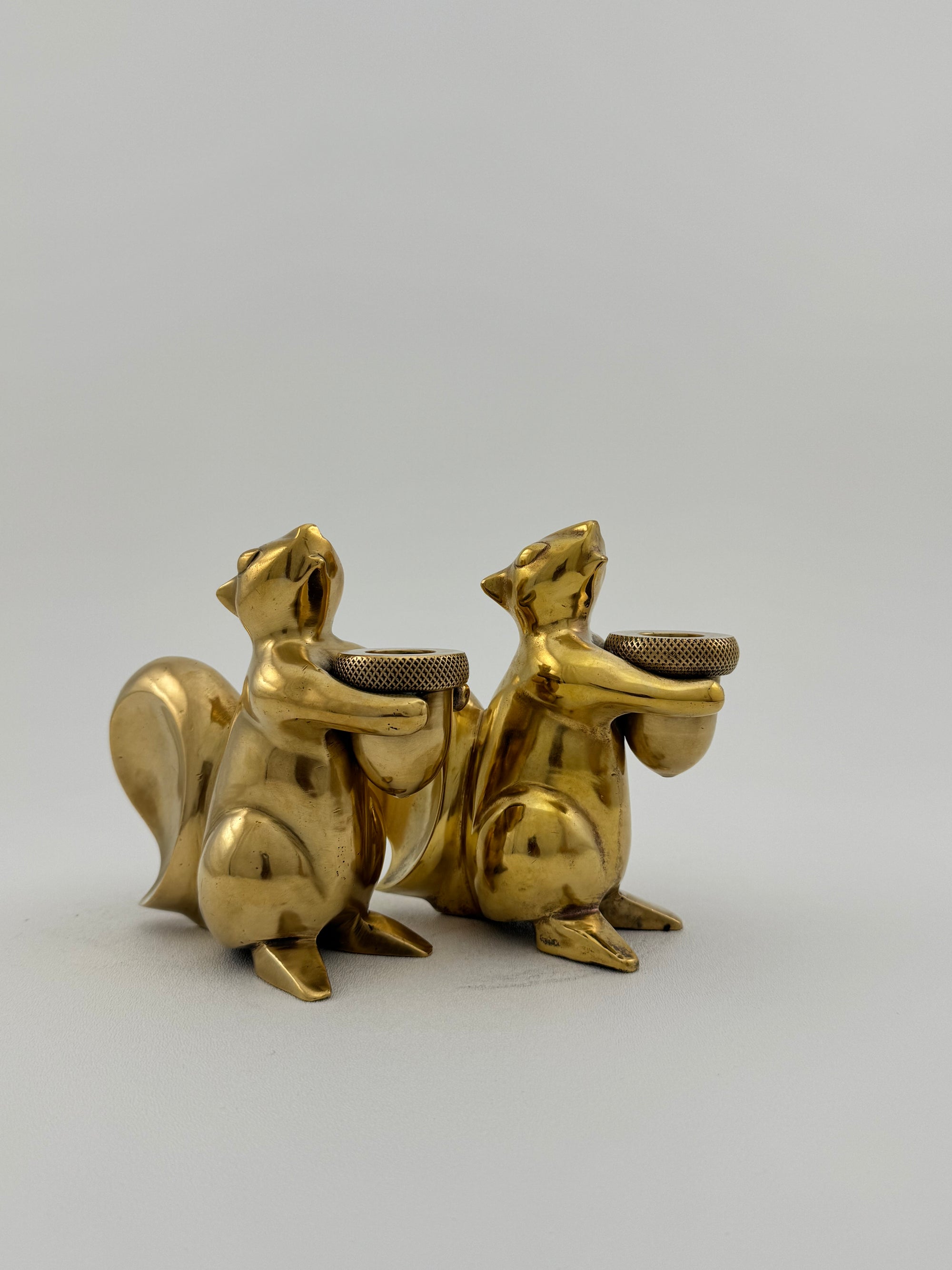 Bronze Squirrel Candleholders-A Pair