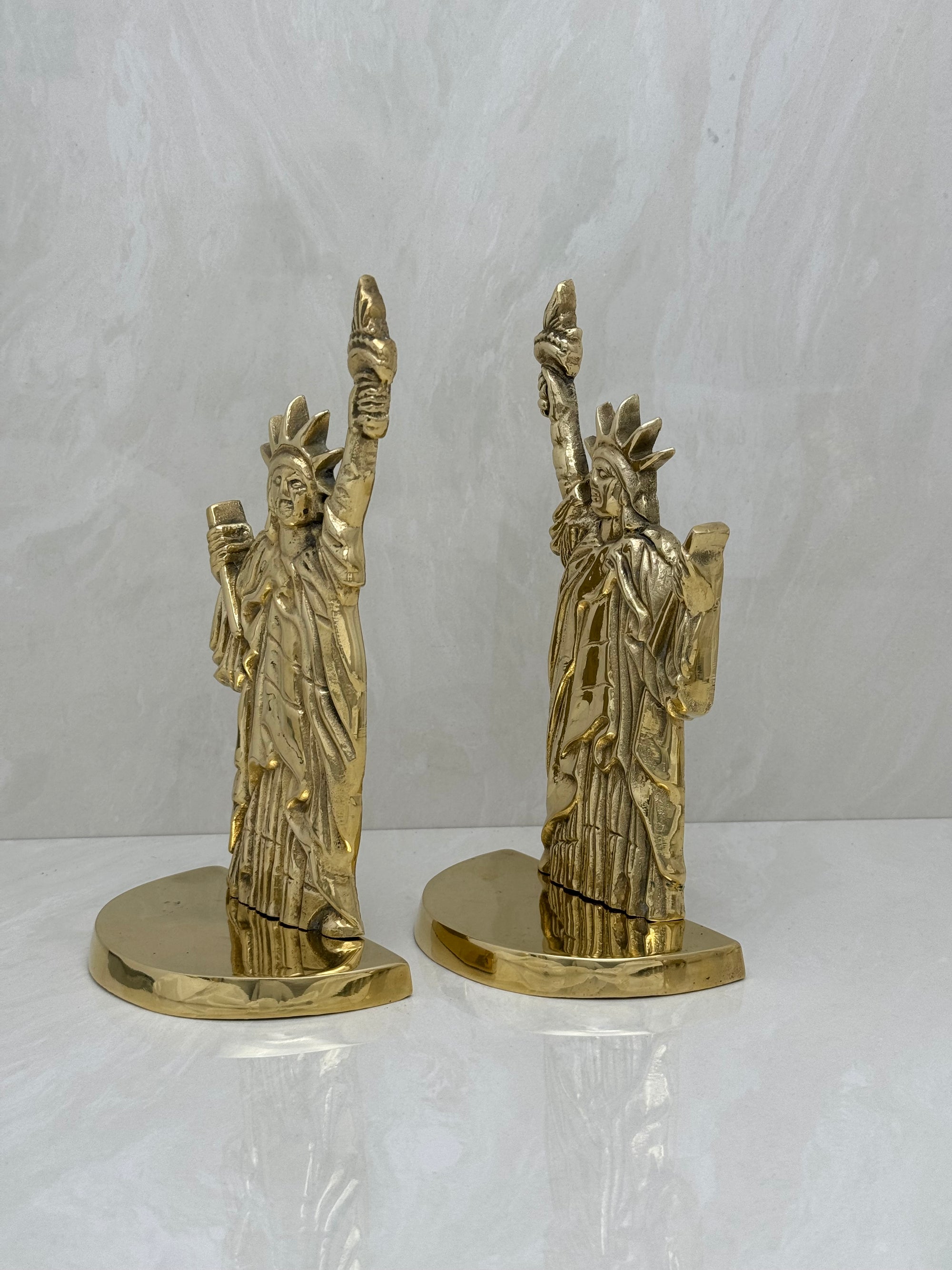 Vintage Brass Statue of Liberty Bookends- A Pair