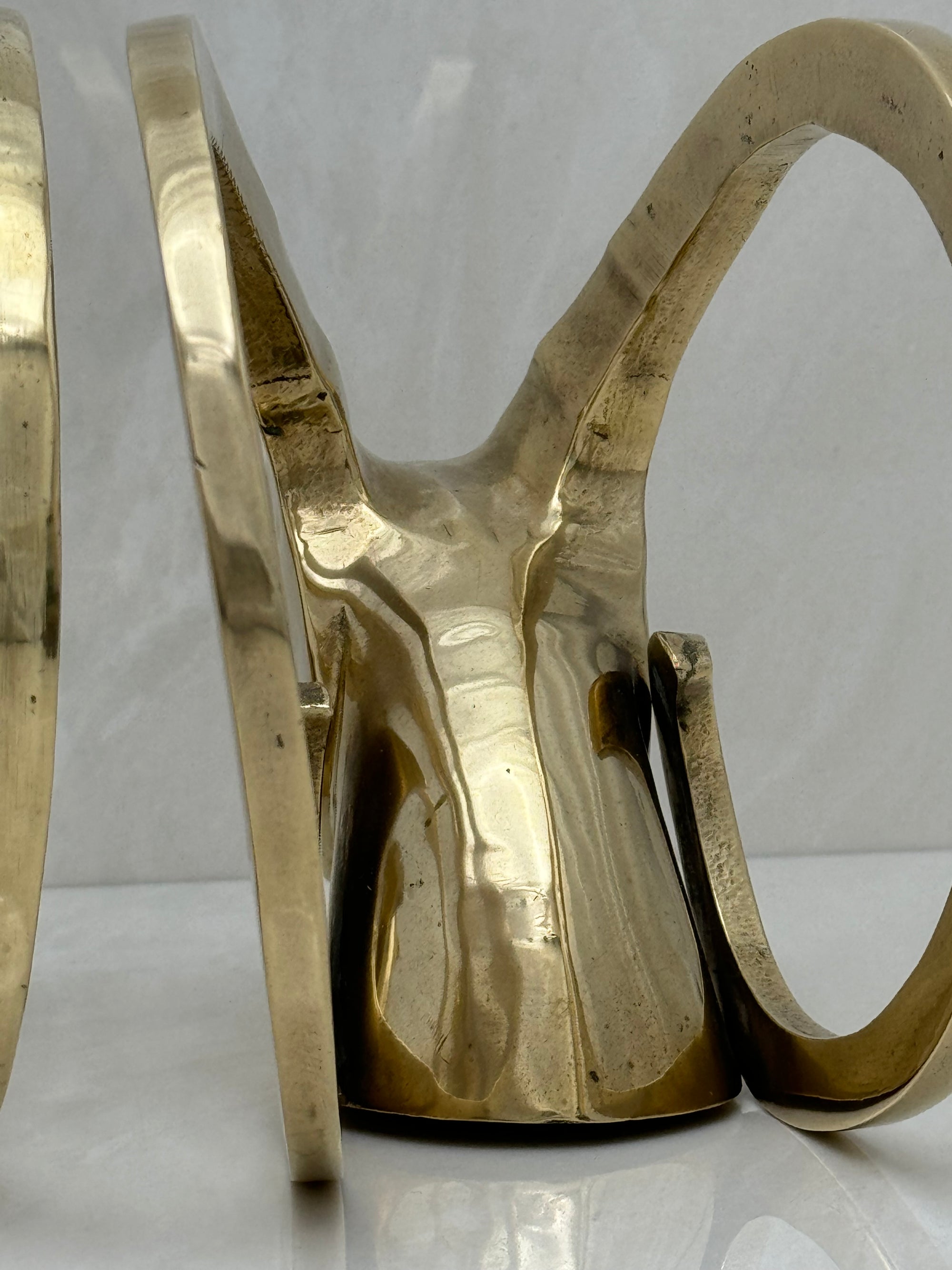 Vintage Brass Rams with Curled Horns-A Pair