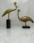 Vintage Brass Peacocks on Marble Bases- A Pair by Rosenthal Netter