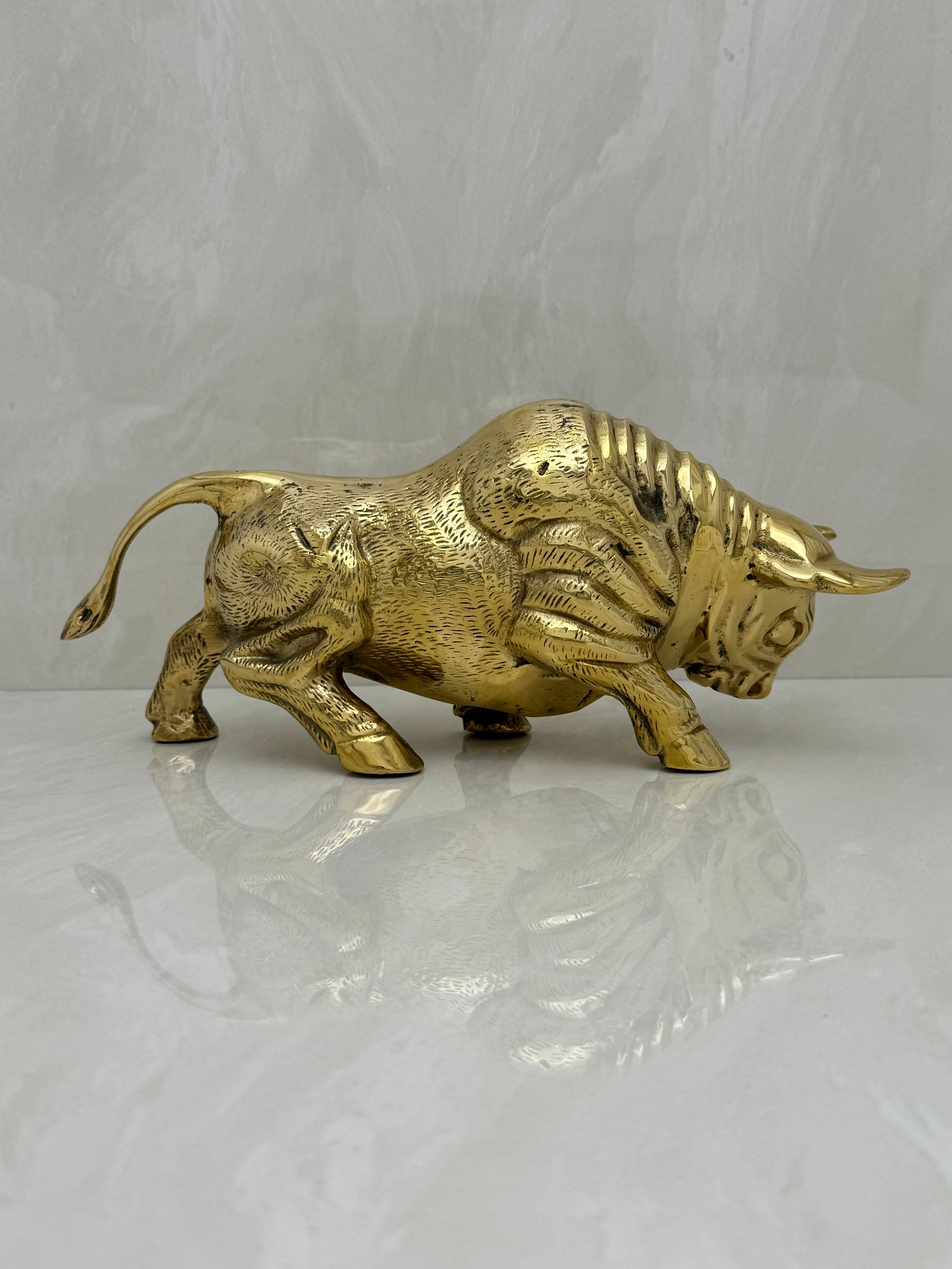 Vintage Brass Charging Bull