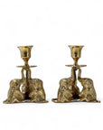 Vintage Brass Elephant Candleholders-A Pair